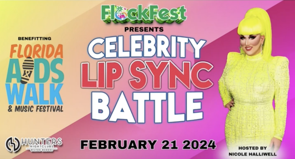 celebrity lip sync battle to benefit Florida aids walk on February 21, 2024
